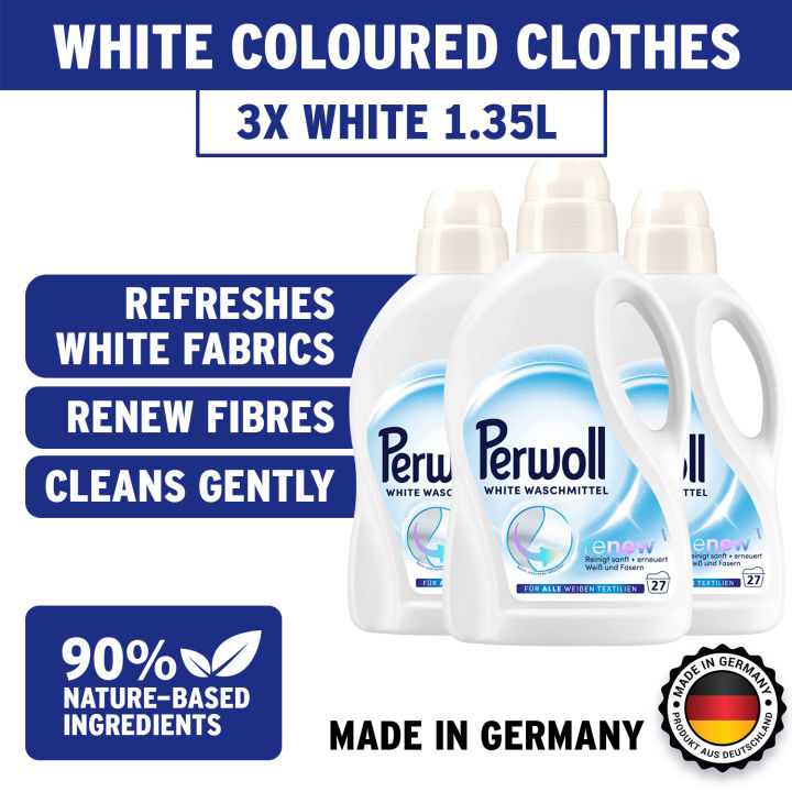 Bundle of 3] Perwoll Renew White Laundry Detergent 1.35L