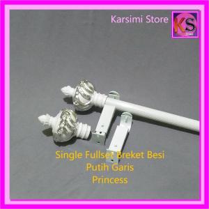 Breket Besi Gorden Single Full Set 4 mtr Batang Garis dan Ulir Tirai Pintu Jendela Princess Minimalis
