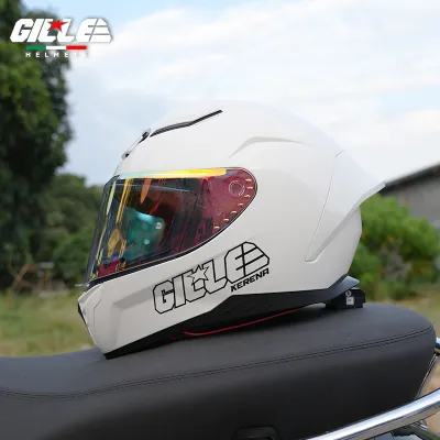 GILLE FF007 Mono Color Revo Lens Full Face Single Visor Motorcycle Helmet With ICC