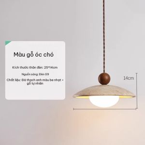 Đèn thả trần mini bằng đá travertine vàng phong cách retro trang trí không gian nội thất hiện đại
