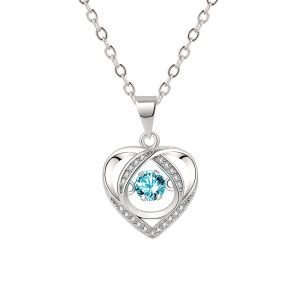 GiiMall【100% Authentic】2022 New Design S925 Sterling Silver Necklace Fashion Women Necklace Cz Diamond Necklace Heart Necklace Pendant Women