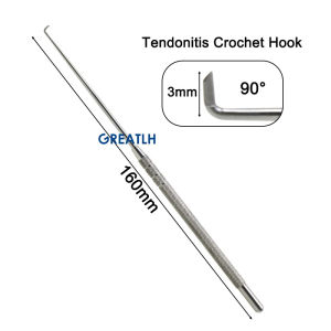 GREATLH 160mm Long Tenosynovitis Crochet Hook Stainless Steel with Blade Hook for Cutting OrthopedicSurgical Instrument