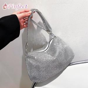 Pinfect Túi Đeo Vai Đính Đá Lấp Lánh Cổ Điển Thời Trang Túi Kẹp Nách Cho Nữ Ví Cầm Tay Dạ Tiệc Túi Xách Dây Xích Dày Cho Nữ