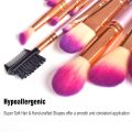 Jaf beauty makeup brush set professional women travel cosmetic kit purple pink. 