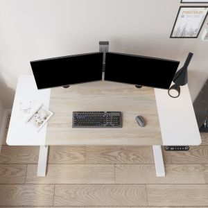 BilBil 63 inches 1.6M Electric Standing Desk Single Motor Desk  Height Adjustable Stand  Desk Laptop Table  with Table Top  Rectangle Type