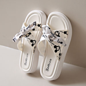 [Free Shipping] Bowknot Slippers For Women New Summer Versatile Ladies Flat Non-Slip Cartoon Outdoor Wear Female Student Fashion Sandals