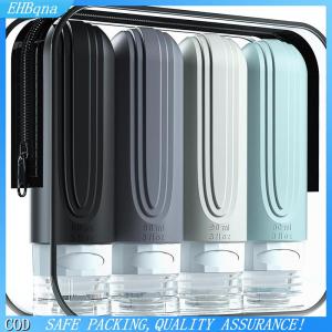 COD 90 ml set Silicone Du Lịch Mỹ phẩm chai rỗng bóp container leakproof bơm lại chai cho dầu gội điều hòa Lotion