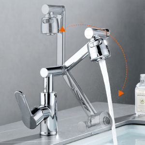 Vòi Chậu Lavabo Inox Xoay 1080 Độ Tặng 2 Dây Dẫn 60cm