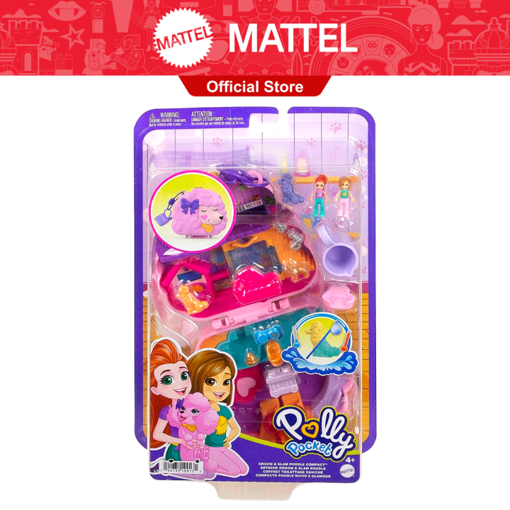 Polly Pocket World Groom Glam Poodle Compact Playset with