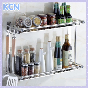 เครื่องครัวสเตนเลสฟรีPerforatedชั้นวางของติดผนังชั้นวางเครื่องปรุงเครื่องปรุงรสชั้นวางของแร็คแขวนเครื่องครัว