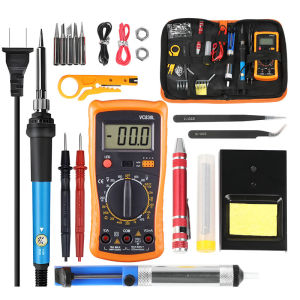 60W Adjustable Temp Soldering Iron 110V 220V Dual Voltage 20 Pcs Kit Ceramic Heater for Electronics Repair DIY