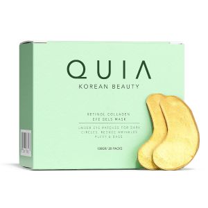QUIA Hydrogel Eye Patches with Collagen – Depuff Smooth Fine Lines & Hydrate in 15 Minutes – No-Slip Soothing Formula – 20 Pairs for All Skin Types