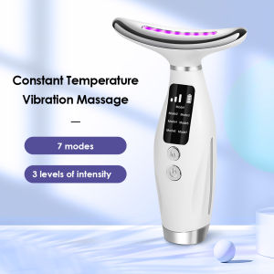 Neck & Face Beauty Device Massager | 7 Colors LED Light Therapy Facial Lifting Machine Anti-Wrinkle Skin Care Tool
