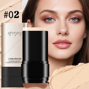 2-in-1 Waterproof Foundation Stick with Brush Long-Lasting Full Coverage Concealer Invisible Pores Multi-Purpose Face Makeup Contour Stick