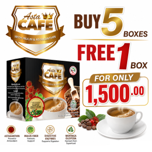 Asta Cafe coffee with inulin & astaxanthin 5+1 promo buy 5 boxes get 1 box free.