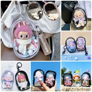 NOCASE 1Pcs Outdoor Travel Data Cable Storage Box Protective Cover Headset Data Cable Doll Display Bag  Portable Pop Mart Labubu Organizer Box