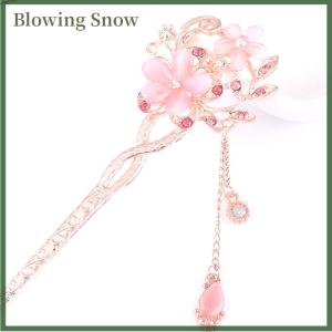 Blowing แมวตาหินผม PIN คู่ดอกไม้ rhinestone ผมติดคลิปผม