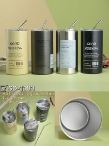 Mug Termos Coffee & Tea Aesthetic Casual Stainless + Sedotan | 600ML /1183