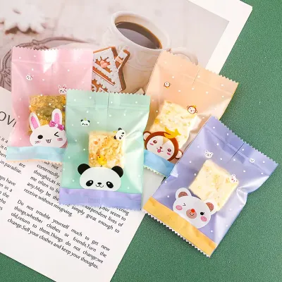 100pcs Floral Cookie Plastic Bag Sealing Pastry Heat Seal Wrapper Polvoron Candy Plastic DIY Homemade Packaging Bag 5.5x8.5cm