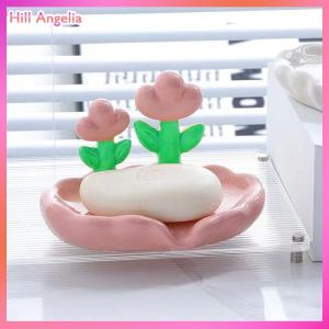 [Hill Angelia] Creative Floral Soap Box Draining Non-slip Soap Dish Bathroom Accessories Sea White Soap Holder For Home Bath