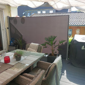 Green Bay กันสาด ดึงด้านข้าง ยืดหดได้ Outdoor กันน้ํา ร่มกันแดด พาร์ทิชัน กันลม ความสูง 160 ซม. ยืดกว้าง 300 ซม.