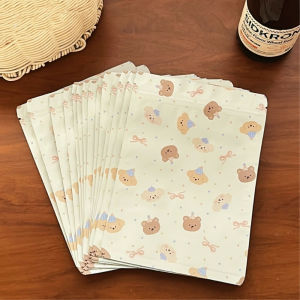 TVFTAT 20/50Pcs Cute Bear Biscuits Candy Bags Plastic Cartoon Animal Cookies Baking Packaging Bag Self Adhesive Idol Photo Protective Sleeves Valentines Day Party Decor