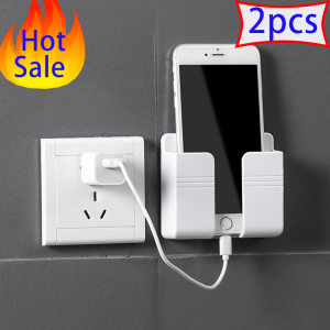 Fast Delivery 2pcs Wall Mounted Organizer Storage Box Remote Control Mounted Mobile Phone Wall Holder Charging Multifunction Holder Stand