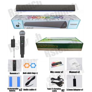 Rsionch Home Theater Sound Bar with UHF Wireless Microphone for ktv karaokeSupport Bluetooth 5.0 USB Home Audio 3D with Sub woofer Surround Soundbar for PC TV Speaker