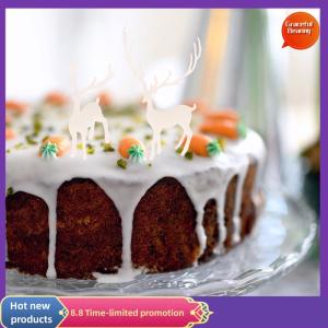 Graceful 1Pc Mini Resin Deer Christmas Forest Elk White Dessert Table Decor Merry Christmas Decor For Home Kids New Year Gift