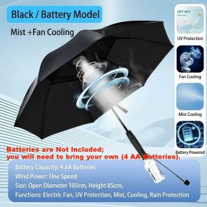 WININ UV Protection Fan Spray Sun Umbrella USB Charging Integrated Outdoor Umbrella Large Size Cooling Umbrella For Summer Beach Fishing