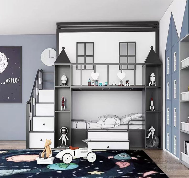 【Pro One Project】Castle Design Steel Bunk Bed with Bookshelf with