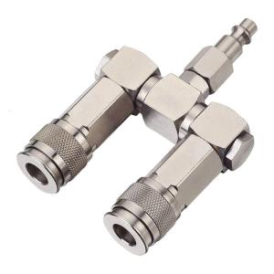 Air-hose Splitter 2 Way 360-Degree Rotary-Air-Hose Connector 1/4-Air-Hose-Fittings 1/4-NPT Outlets Y-Type Air Tool