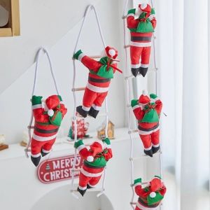 【Ganggang】ซานตาคลอสปีนเชือกโดยอัตโนมัติ ตกแต่งหน้าต่าง ของเล่นซานต้า ไฟฟ้า ของเล่นยัดไส้ ของขวัญคริสต์มาส ของขวัญปีใหม่