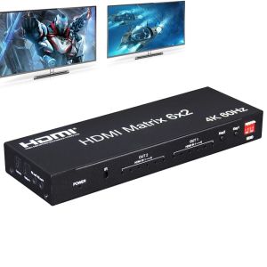 4K 60hz 6x2 HDMI Matrix Video Converter Screen Switcher Splitter 6 in 2 Out Fr PC To TV Dual Display