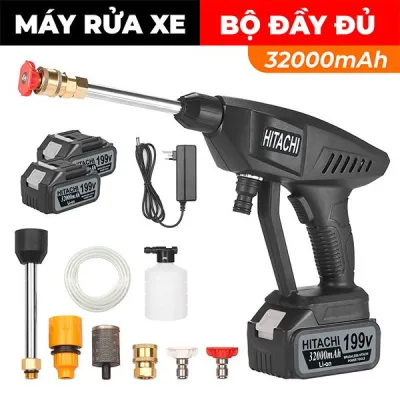 (Hàng chính hãng bảo hành 12 tháng ) Máy Rửa Xe Thông Minh Dùng Pin Siêu Khỏe Công Nghê Mới - Máy Xịt Rửa Tăng Áp Hàng Chuẩn Động Cơ Lõi Đồng Siêu Bền