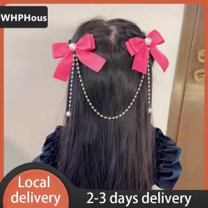 [COD] WHPHous Ship within 24 hours Bow Tassel Hair Clip Elegant Solid Color Hair Claw Children Princess Hairpins Fashion Beauty Hair Accessories