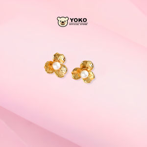 YOKO Anting Wanita Bentuk Bunga Warna Emas Mutiara Kecil Anti karat dan Anti Luntur Anting Wanita Dewasa Asli Anting Tusuk Korea Style E1-27