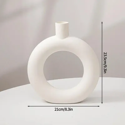 Ins Modern White Ceramic Plastic Vase Decorative Home Decor Centerpieces Flower Vase for Living Room Decoration Minimalist Ornaments