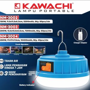 LAMPU EMERGENCY PORTABLE KAWACHI NM-3003 200W - BATERAI 7.200mAh - BISA POWERBANK - TAHAN LAMA