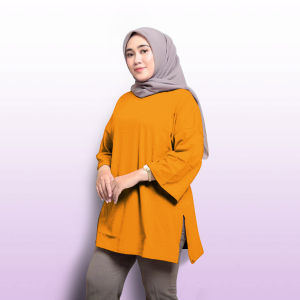 Atasan Wanita Oversize Baby Terry Blouse Wanita Jumbo Lengan 7/8 Kekinian