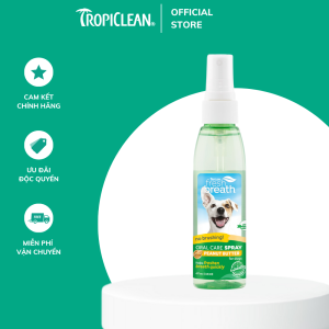 Xịt khử mùi hôi tức thì ngừa mảng bám cao răng cho Chó Mèo - TropiClean Fresh Breath Oral Care Foam