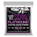Ernie Ball® Slinky Flatwound Electric Strings สายกีตาร์ไฟฟ้า สายแบนวัสดุโคบอลค์ ของแท้ 100% (P02593 : 09-42 / P02591 : 10-46 /  P02590 : 11-48) ** Made in USA **. 