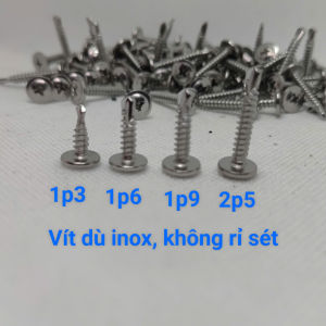 Vít inox tự khoan đuôi cá đầu dù size 4 ly 200 gram Vít inox tự khoan đuôi cá đầu dù size 4 ly nhiều kích thước 1P3 1P6 1P9 2P5 cứng bền ko rỉ sét