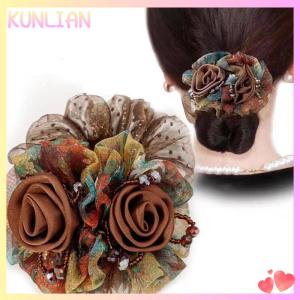 [KUNLIAN] Flower Hair Band Elegant Womens Rubber Band Simple Large Scrunchies Hair Accessories For Women