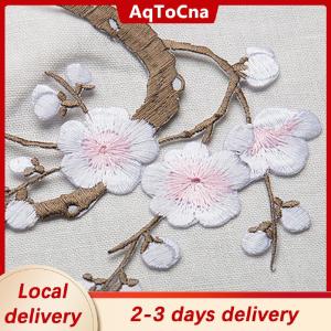 [COD] AqToCna Ship within 24 hours   Beautiful Embroidered Plum Blossom Flower Patch Iron/Sew on Applique Motif Craft