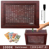 <D&H> Modern Money Saving Box Wood Money Bank with number on the box Tabung Duit Reusable Money Box Saving Planner Money Bank