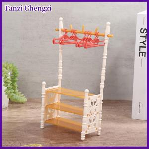 Fanzi 1ชุด30ซม.ตุ๊กตาเสื้อผ้าแร็คเสื้อผ้า Organizer ไม้แขวนเสื้อสำหรับตุ๊กตากระเป๋าถือเสื้อผ้า
