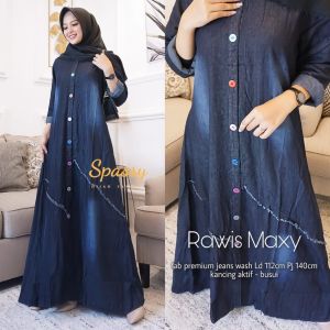 MAXY JEANS RAWIS / dres jeans spassy / gamis jeanswash / GAMIS JEANS WANITA JUMBO