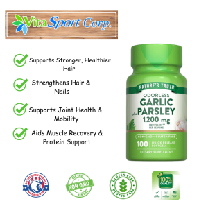 Nature’s Truth Odorless Garlic and Parsley 1200mg – 100 Softgels – Heart Circulation & Immune Support