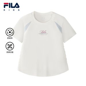 [130-165 cm]FILA KIDS ORIGINALE   Girls Short Sleeves T-Shirt (Light Pink / White)